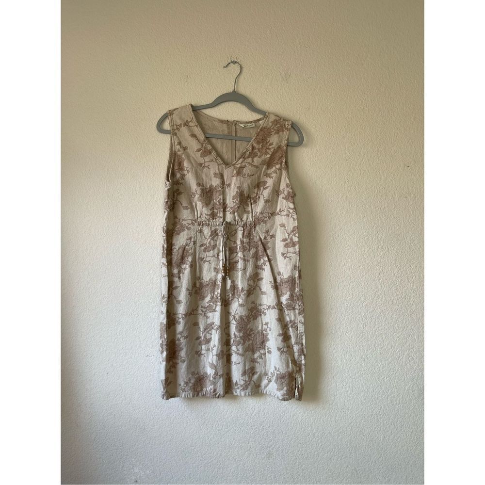 90s linen blend floral mini‎ dress size medium